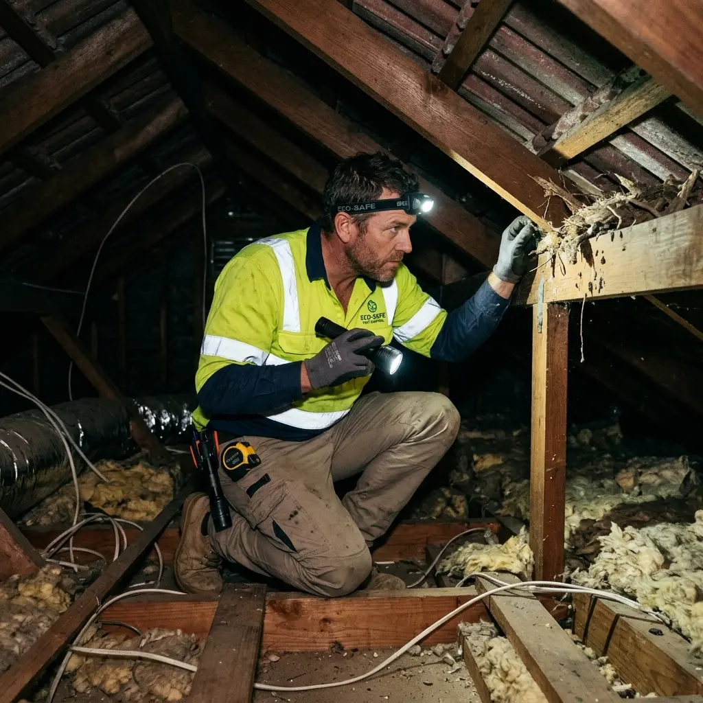 Technician locating dead rodents inside a Kings Park wall cavity with detection equipment